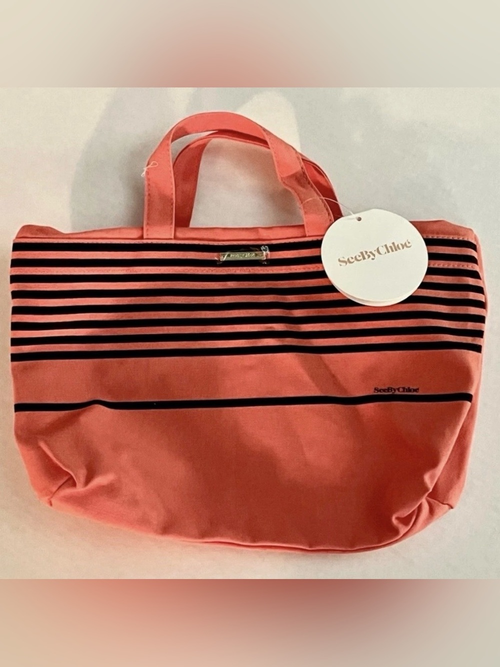 See By Chloe NEW BNWT Canvas Tote Bag Expandable With Drawstring Closure